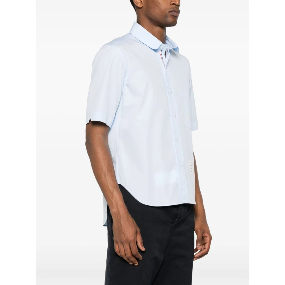 Thom Browne Blauwe Poplin Overhemd met Logopatch Blue Heren