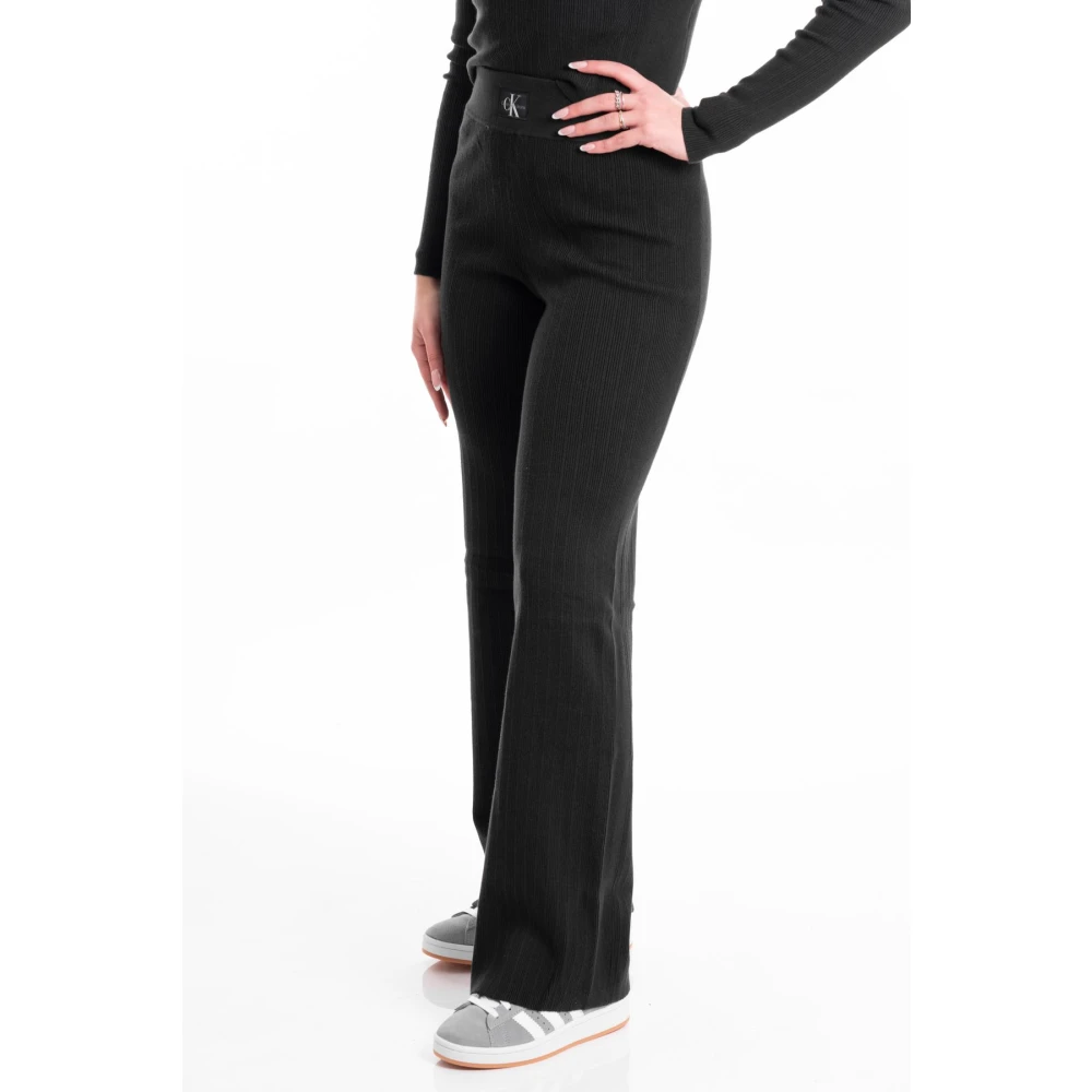 Calvin Klein Jeans Rib Sweater in Variegated Pantaloni Stijl Black Dames