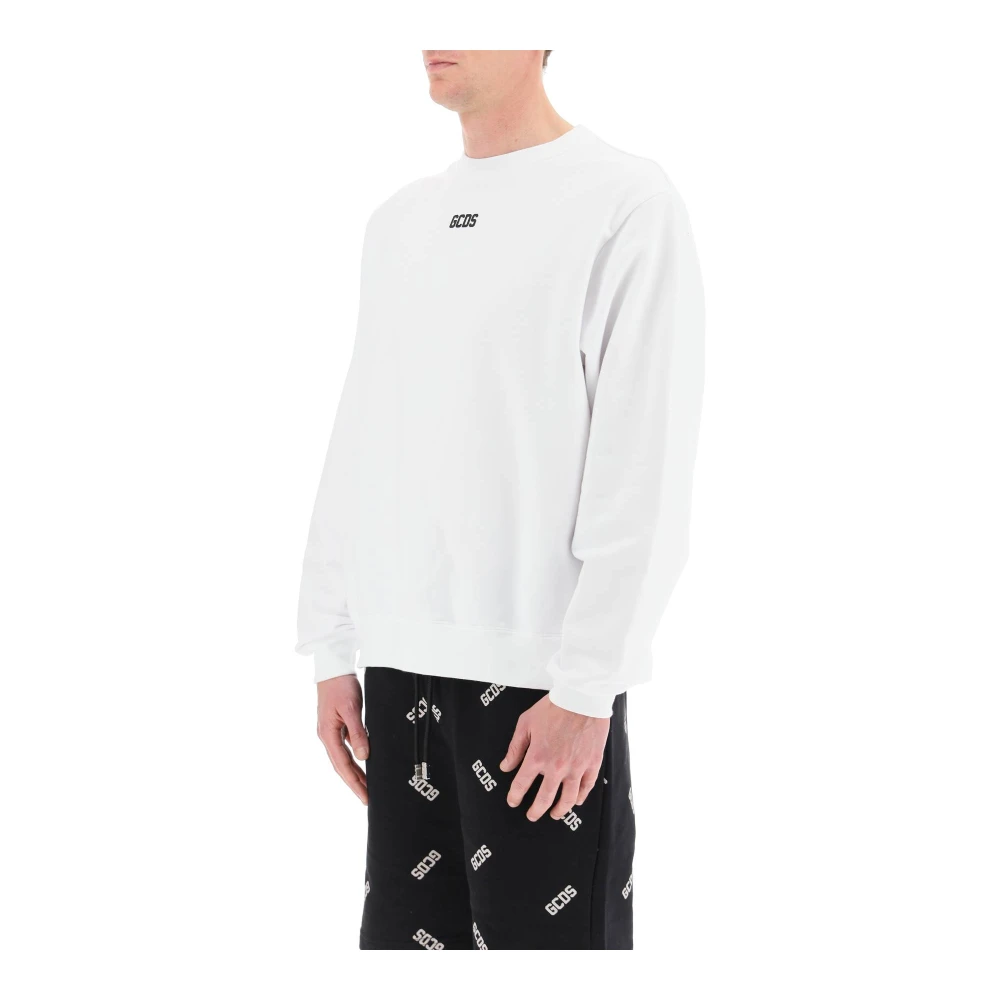 Gcds creweck sweatshirt with rubberized logo White Heren