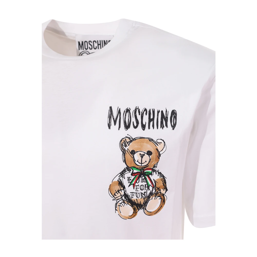 Moschino Wit Logo Print T-shirt White Heren