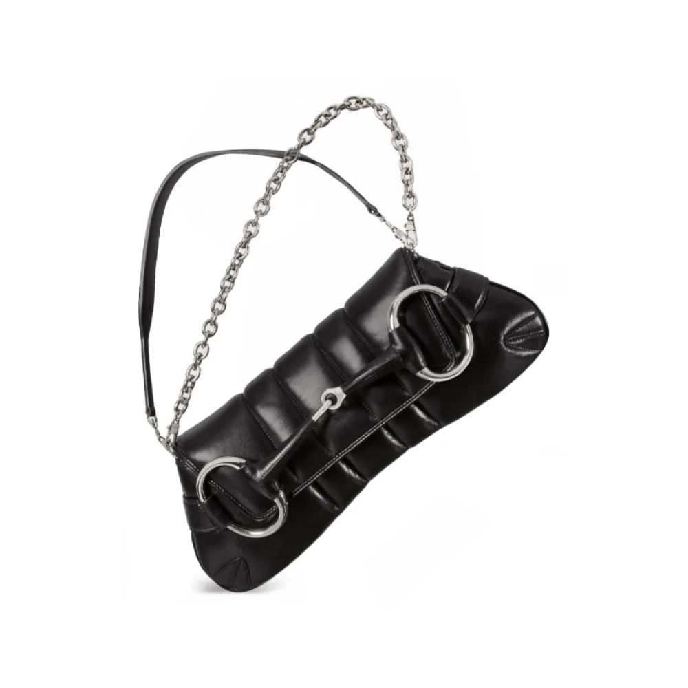 Gucci Gewatteerde Horsebit Kettingtas Black Dames