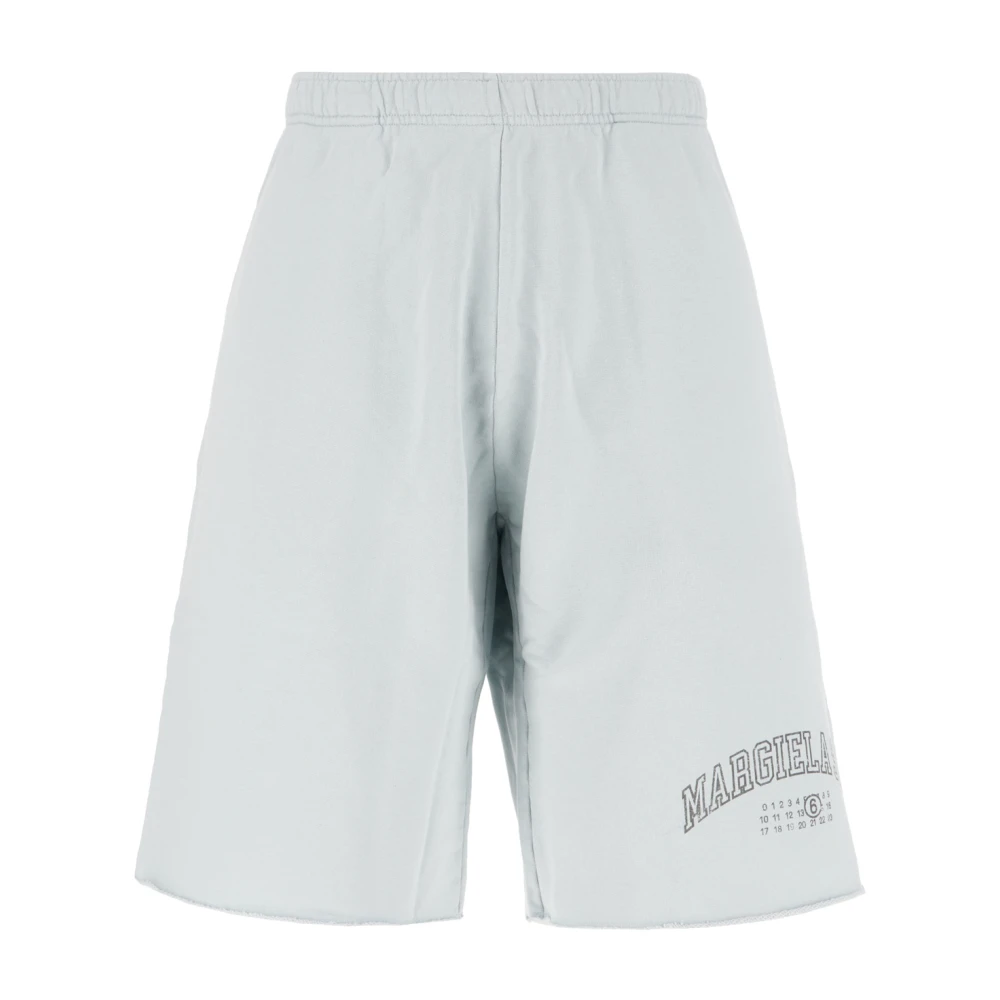 MM6 Maison Margiela Logo-Print Track Shorts Blue Heren