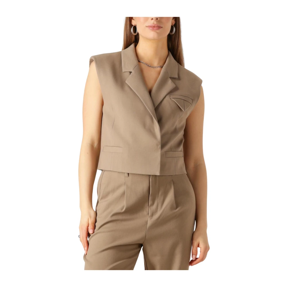 Copenhagen Muse Korte Vest Blazer in Kameel Brown Dames