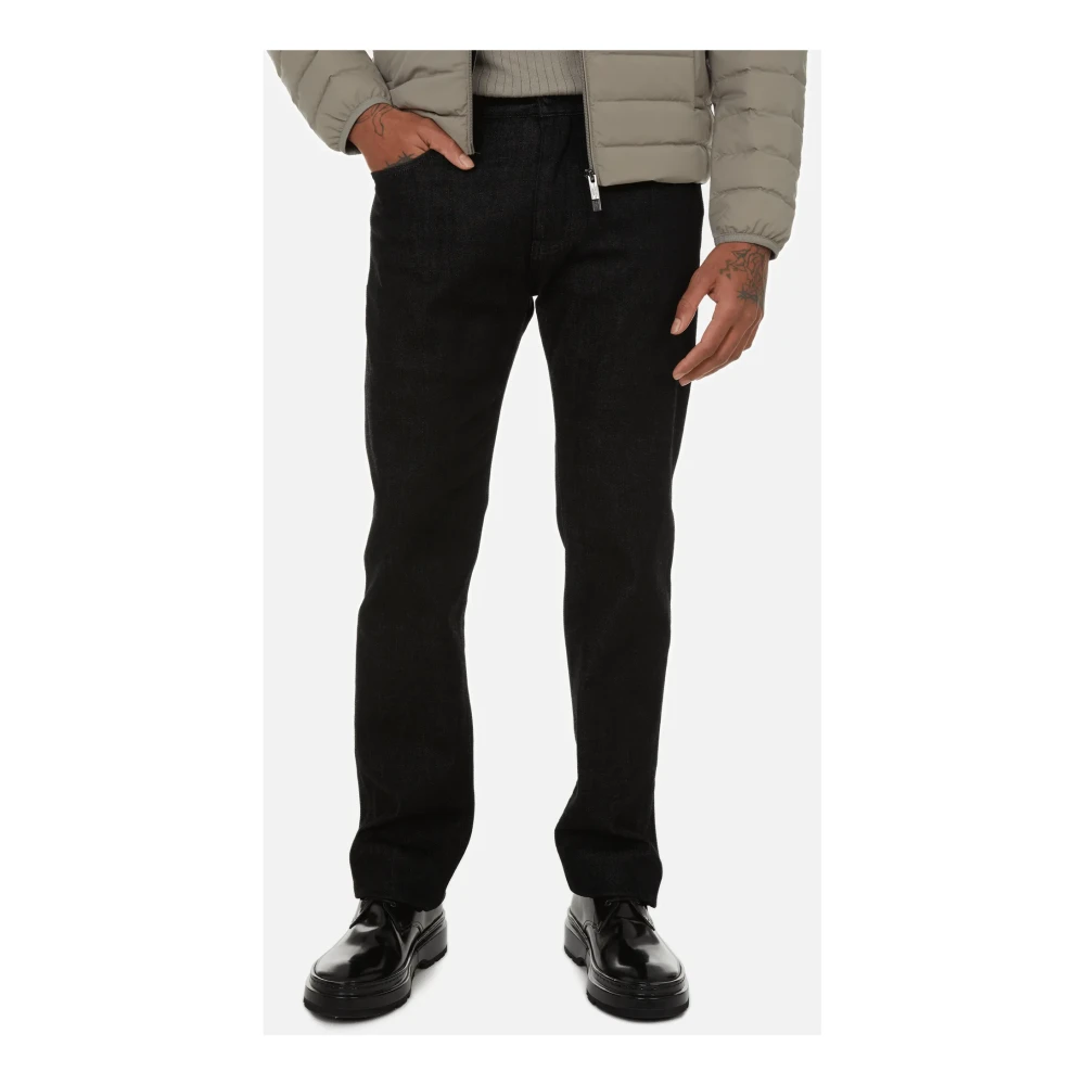 Emporio Armani Comfortabele pasvorm zwarte jeans vest Black Heren