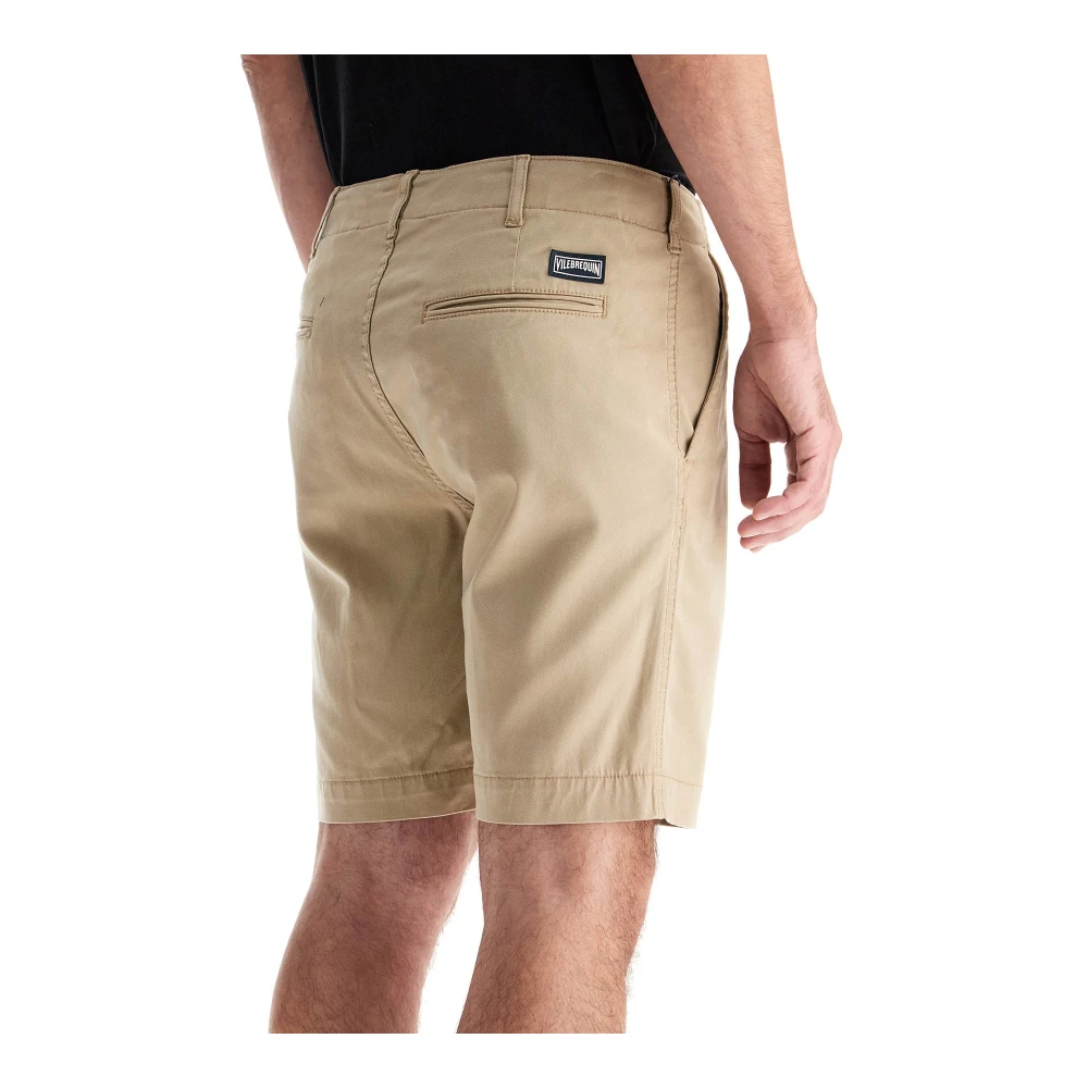 Vilebrequin Tencel Gabardine Bermuda Punch Shorts Beige Heren