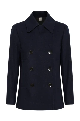 Mörkblå Klassisk Kappa med Smarta Knappar