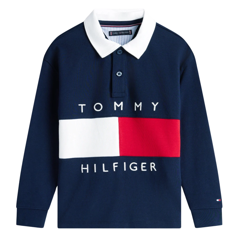 Tommy Hilfiger Boys Blue Kids Short Sleeve T-Shirts, 12 Y, Heritage Flag Jersey Polo