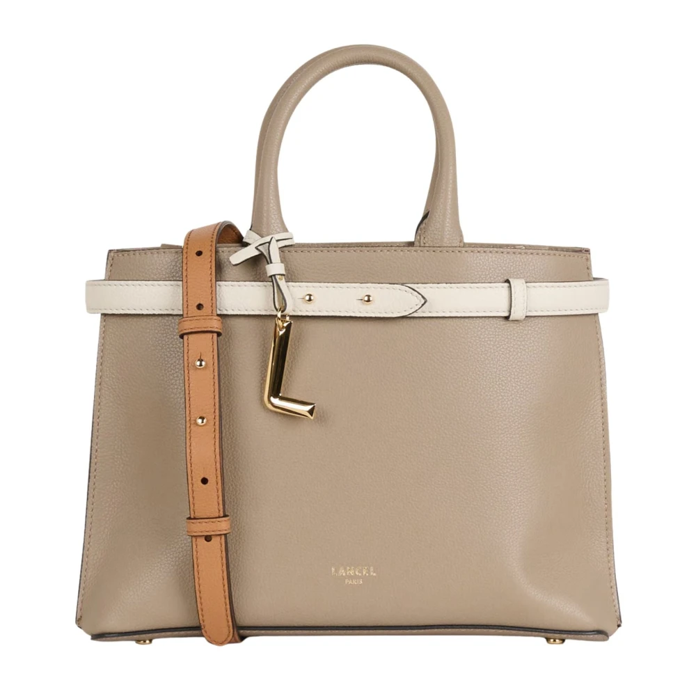 Lancel Women's Beige Handbags, One Size, Chic Leather Handbag With Chain Strap