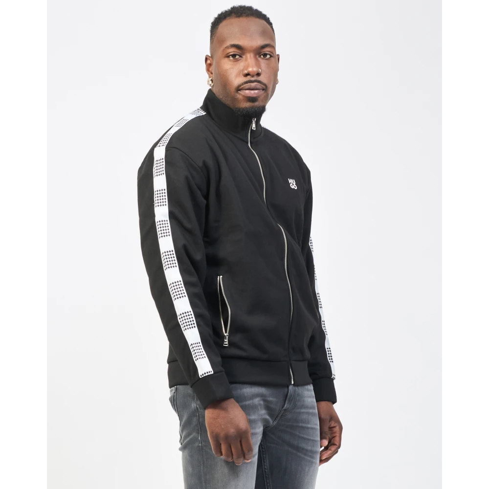 Hugo Boss Zwarte hoge hals volledige rits trui Black Heren