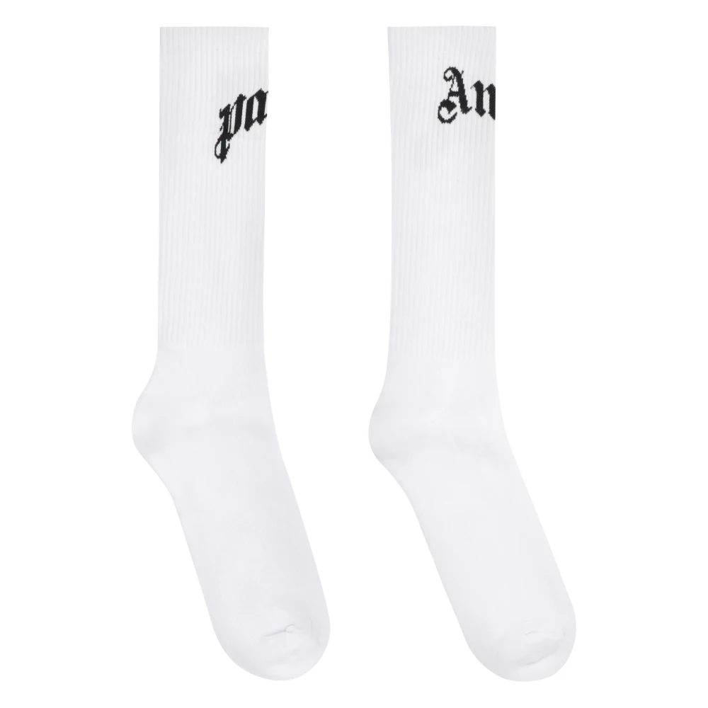 Palm Angels Logo Katoenen Sokken in Contrasterende Kleuren White Heren