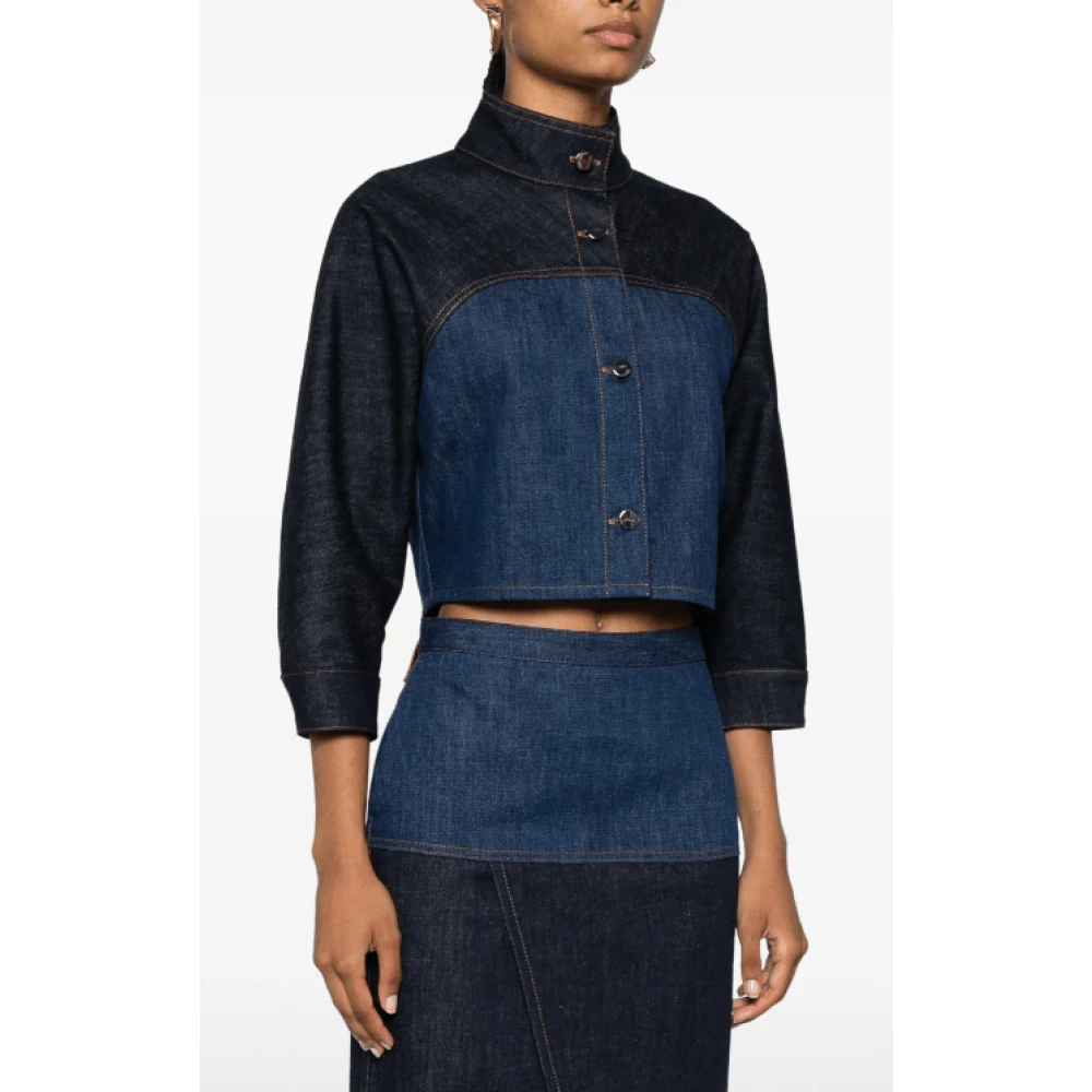 Fendi Twee-Tone Denim Jack Blue Dames