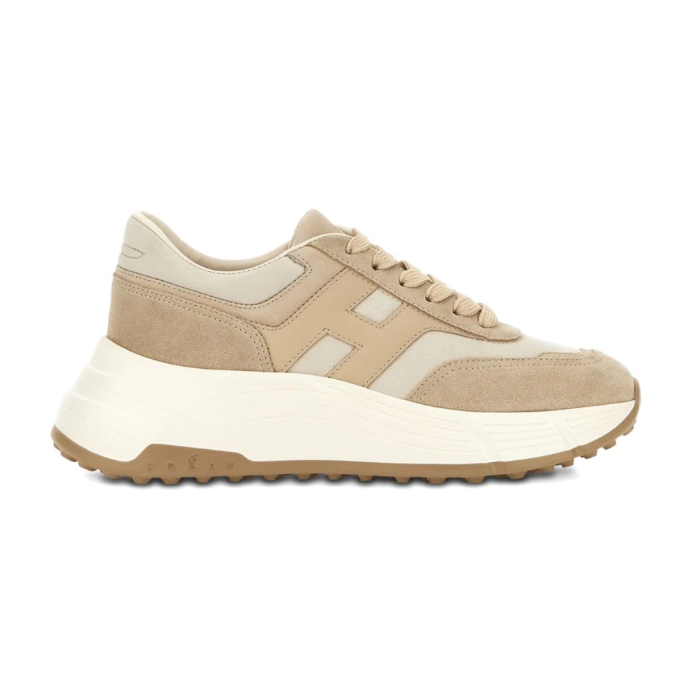 Hogan Sneakers met Geribbelde Rubberen Zool Dames Schoenen Beige