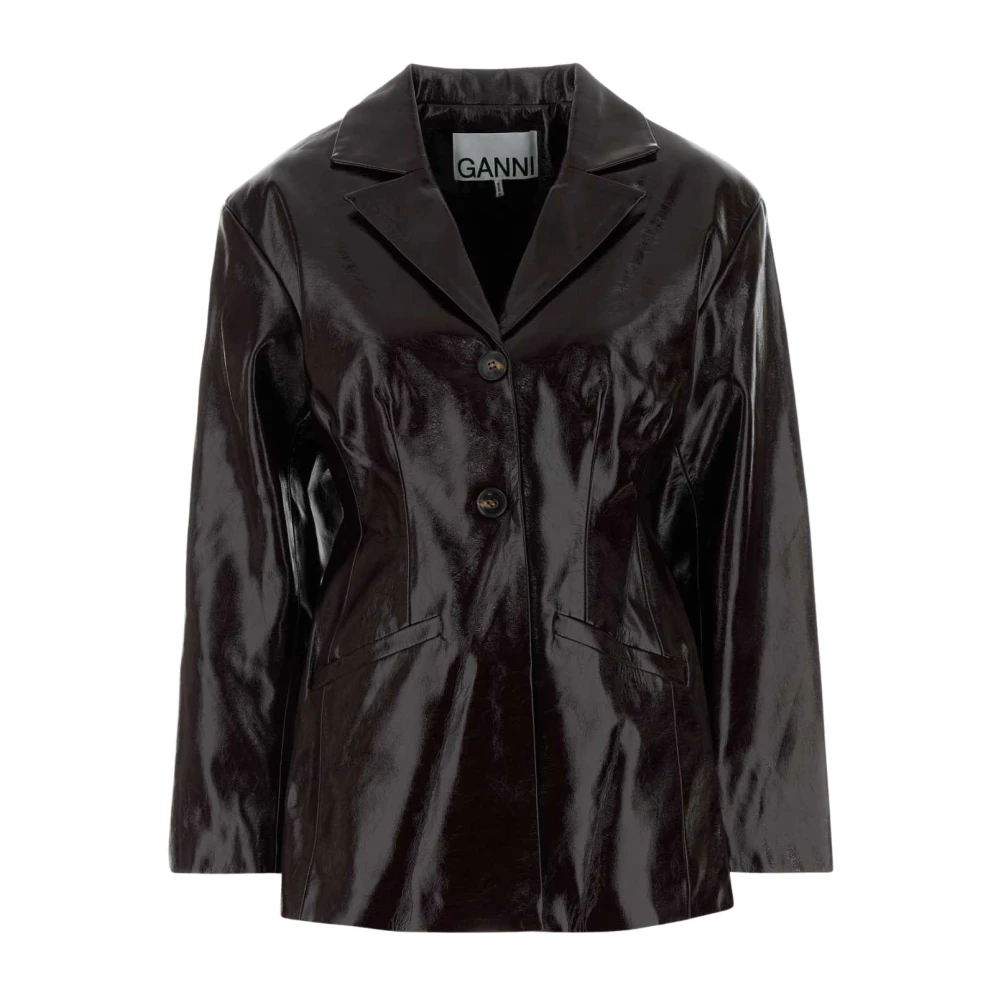 Ganni , Blazers, Female, Purple, S, Synthetic Leather Blazer