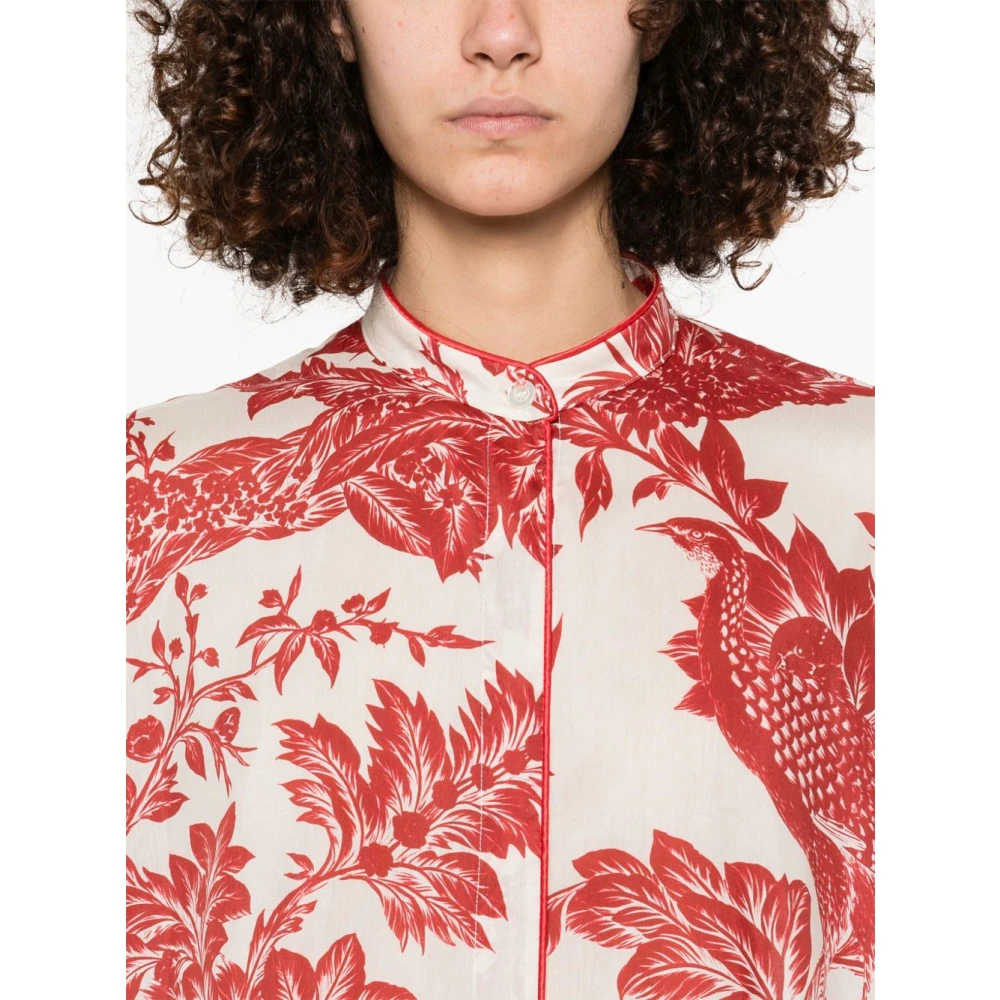 F.r.s For Restless Sleepers Rode bloemenprint overhemd met knoopsluiting Red Dames