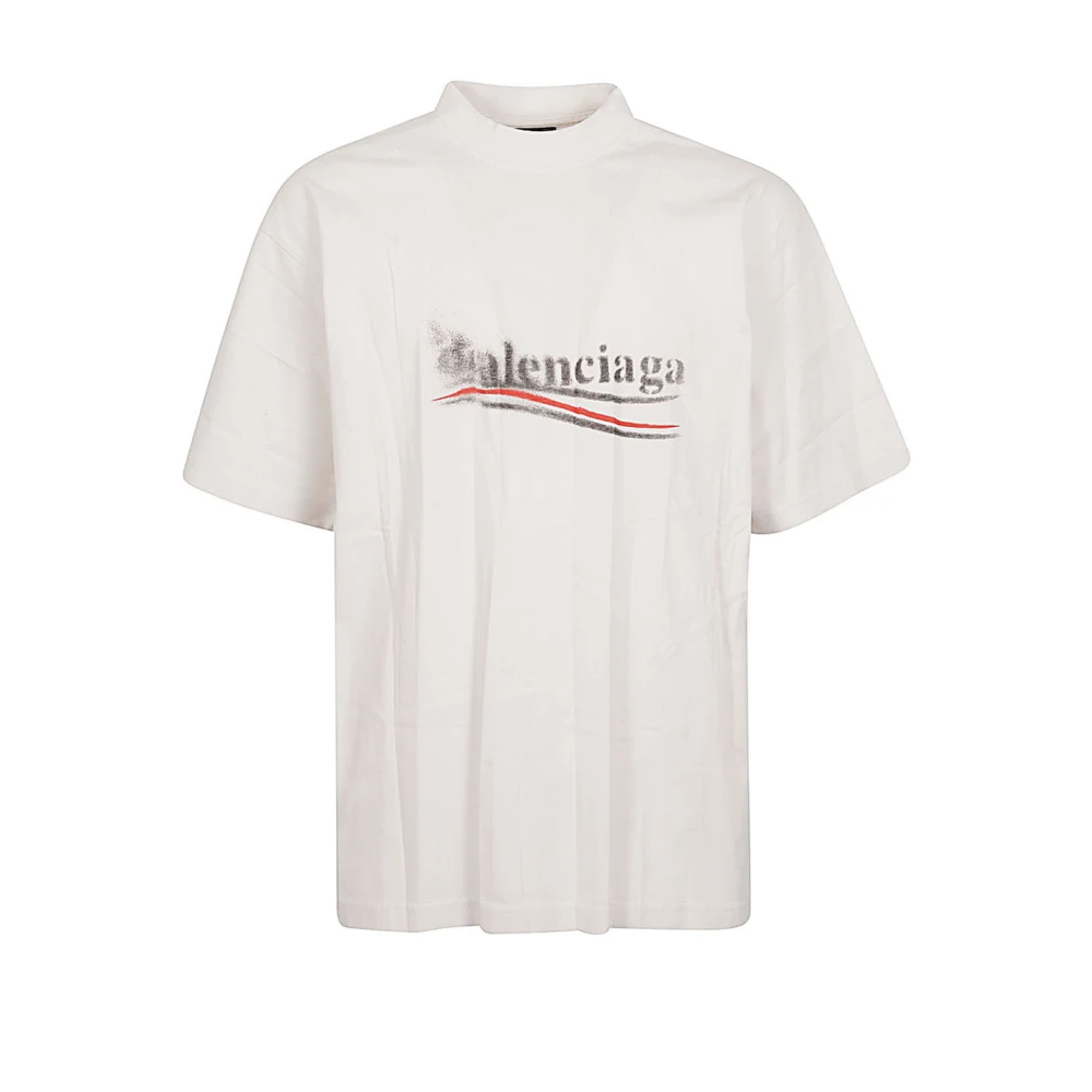 Balenciaga Beige Politiek Stencil Logo T-shirt Beige Heren