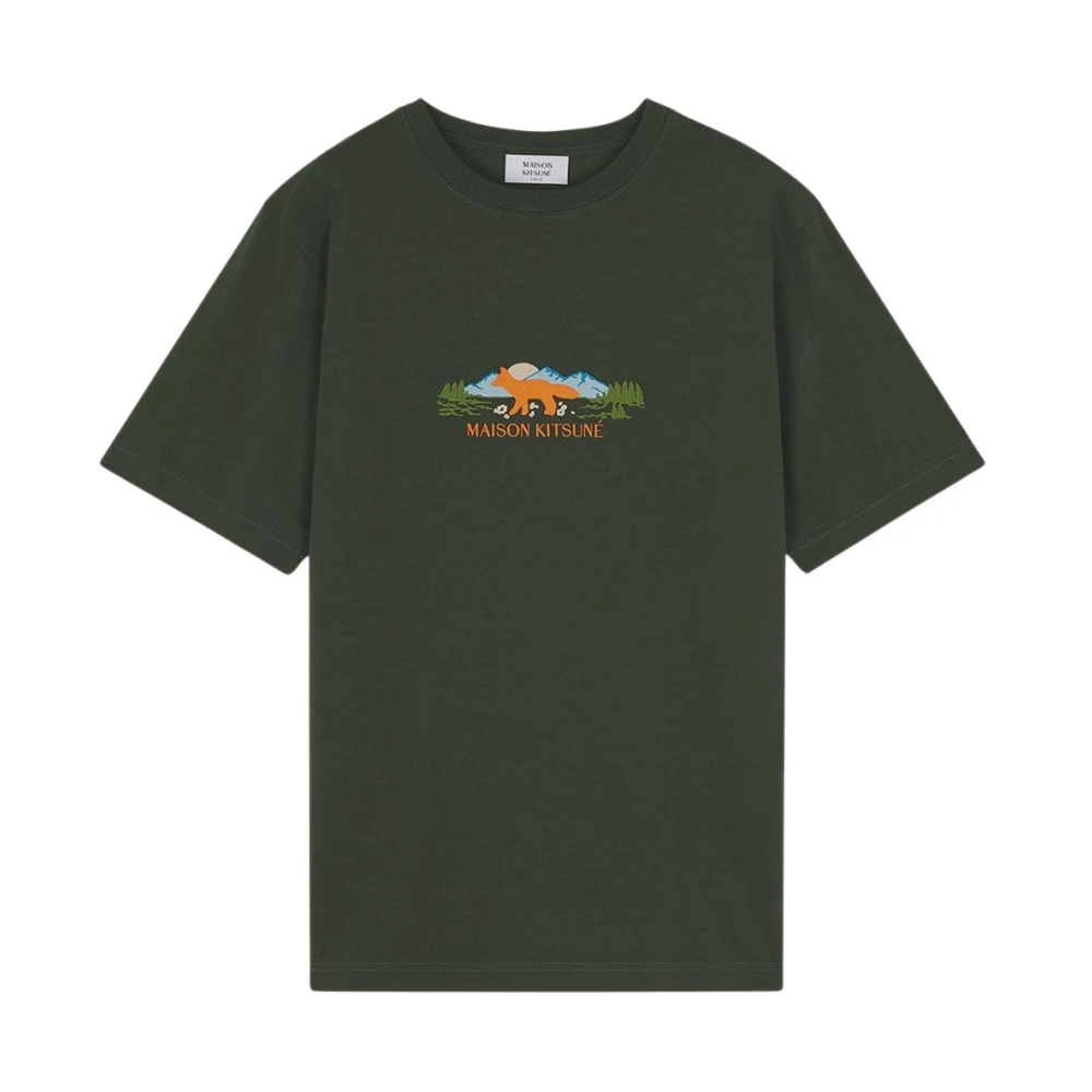 Maison Kitsuné Katoenen Logo T-shirt Green Heren