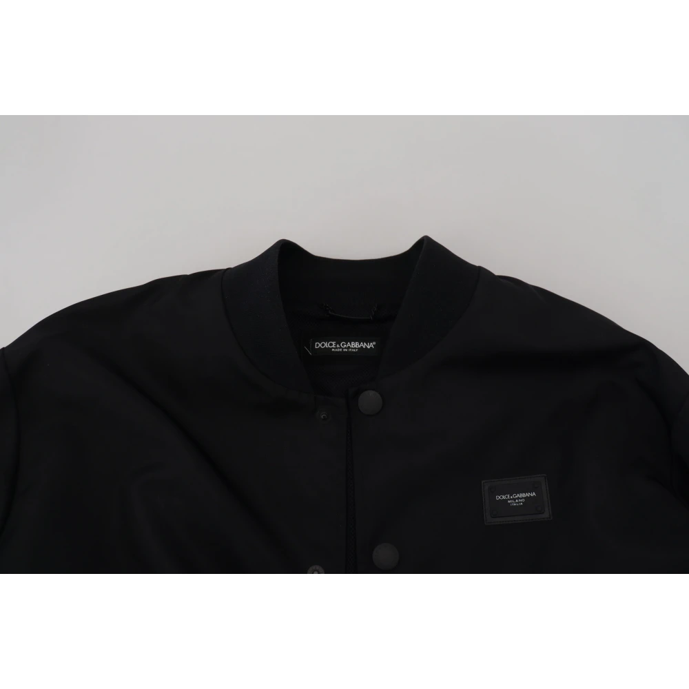 Dolce & Gabbana Zwarte Logo Bomber Jas Black Heren