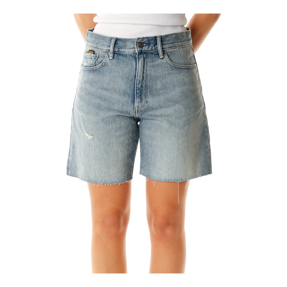 G-Star Hoge Taille Denim Bermuda Shorts Blue Dames