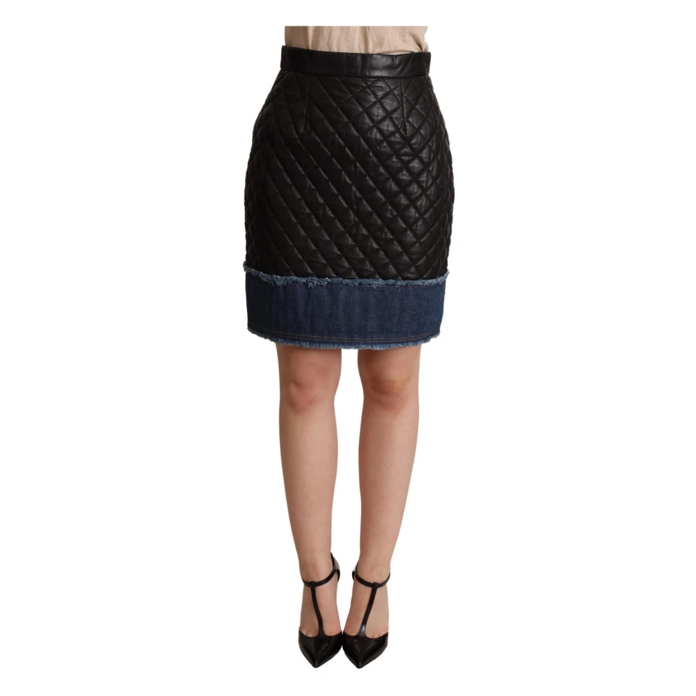 Dolce & Gabbana Women's Black Leather Skirts, Xs, Sleek High-Waist Leather Mini Skirt
