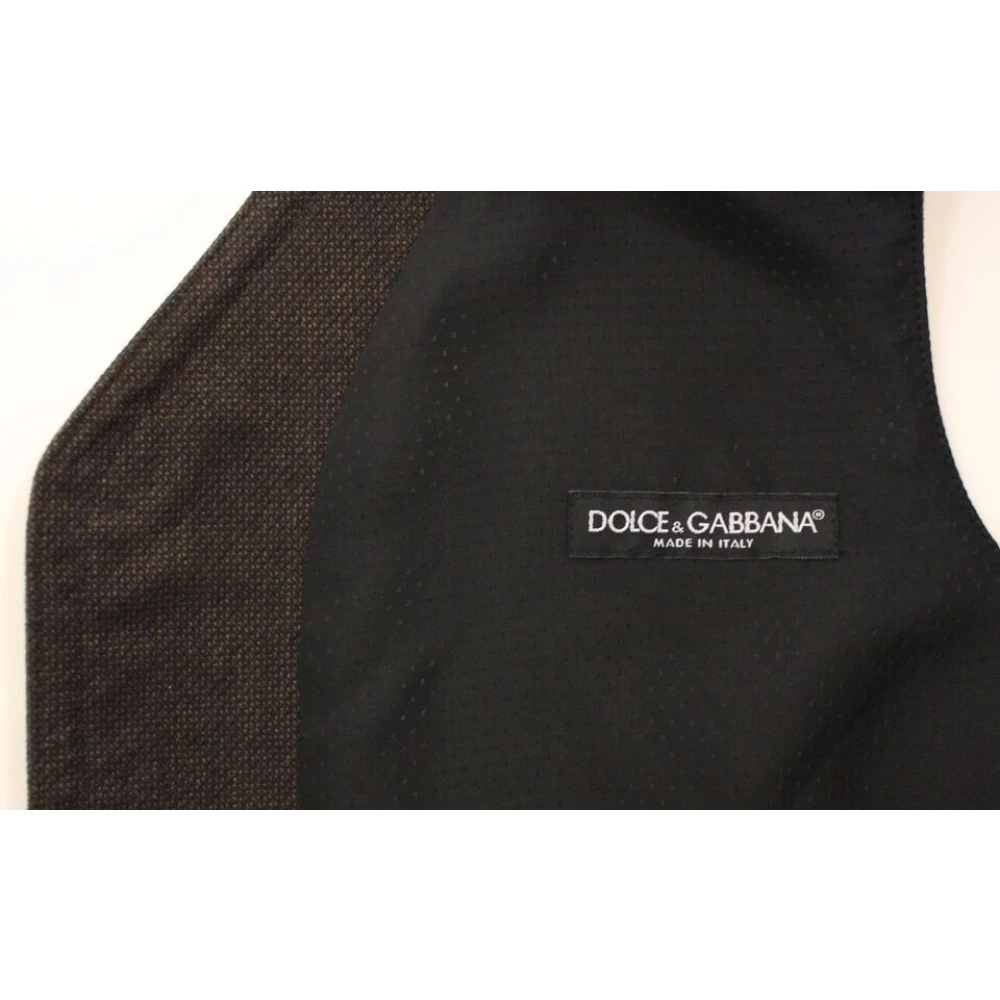 Dolce & Gabbana Elegante Bruine Katoenmix Vest Brown Heren