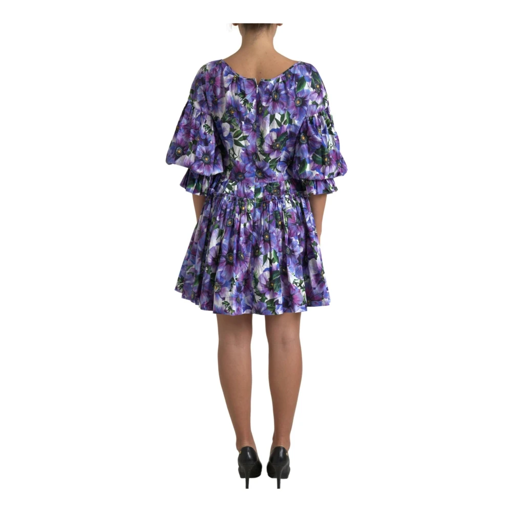 Dolce & Gabbana Paarse Anemoon Bloemen A-Lijn Jurk Purple Dames