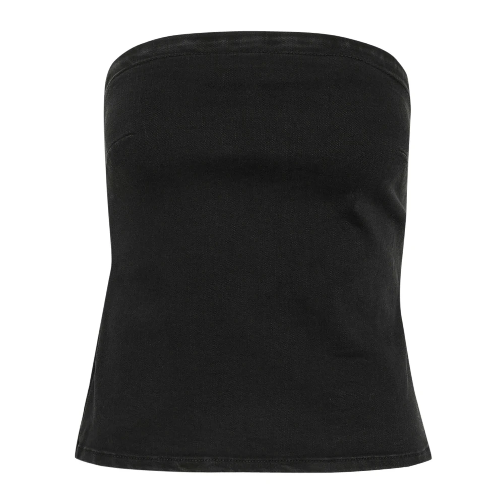 My Essential Wardrobe Rhinestone Denim Top Zwart Wassen Black Dames