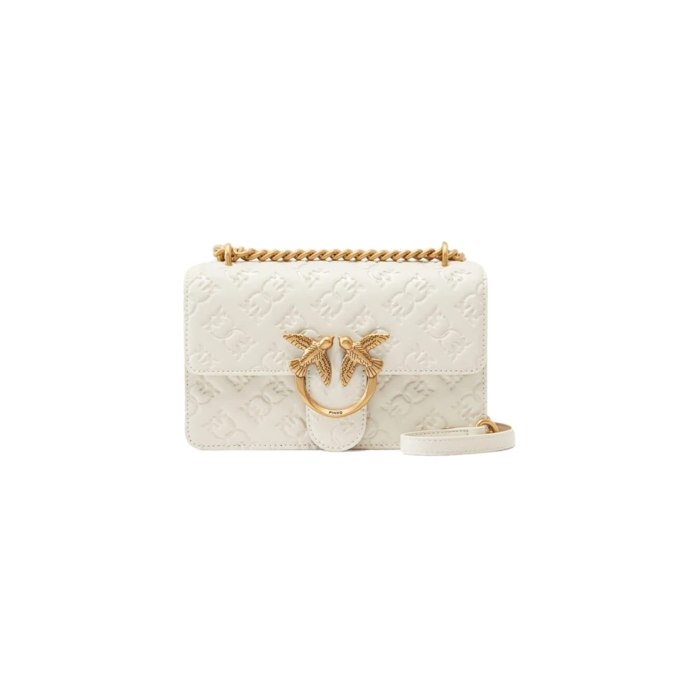 Pinko Women's White Shoulder Bag With Logo Design - Cross Body Bags - One Size - Bags