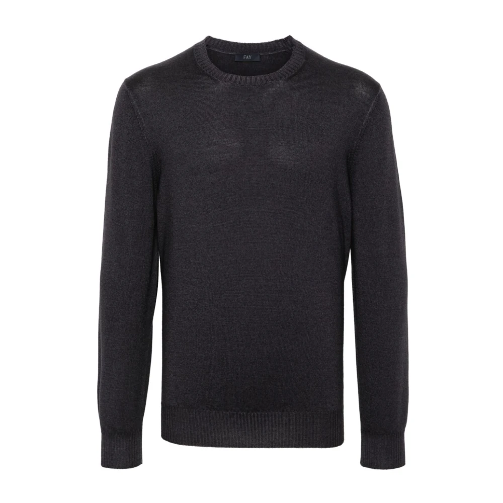 Fay Zwarte trui met ronde hals Black Heren