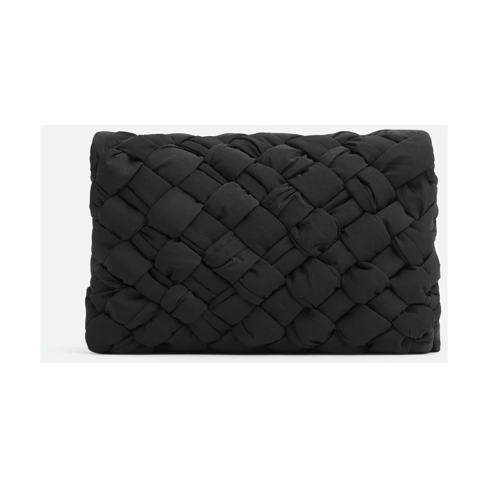 Bottega Veneta Zwarte Cross-body Tas met Intreccio Foulard Motief Black Heren