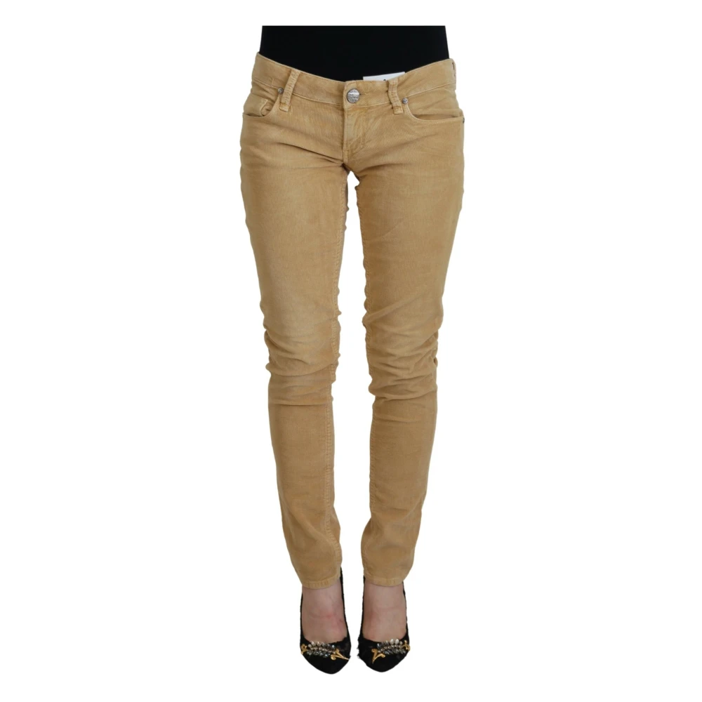 Acht Brown Slim-Fit Trousers, Female, W26, Low Waist Corduroy Trousers