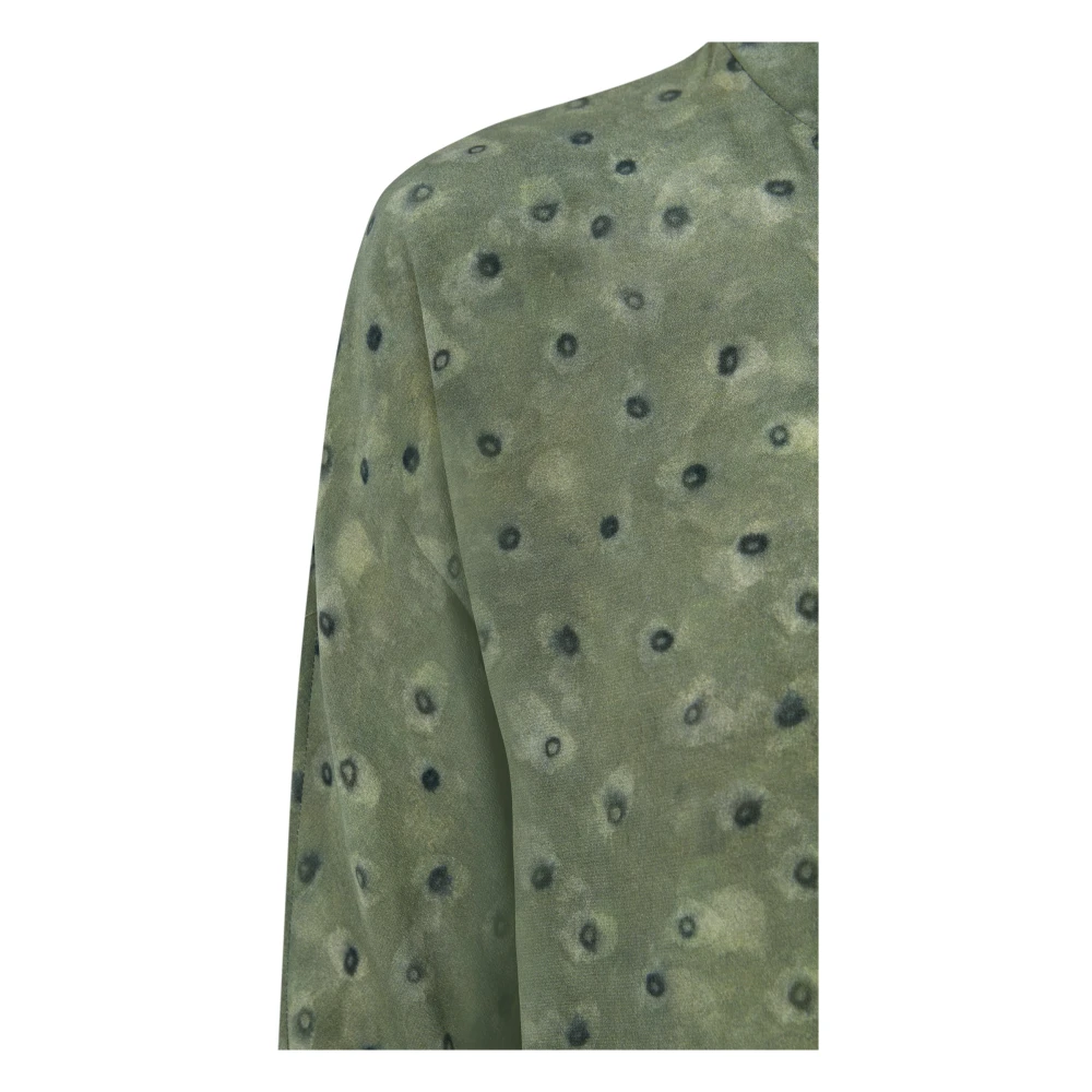 Cortana Zijden bedrukte shirt met uniek ontwerp Green Dames