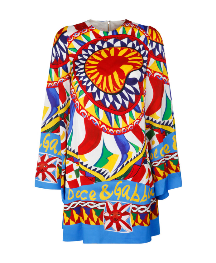robe-multicolore-col-rond-manches-longues