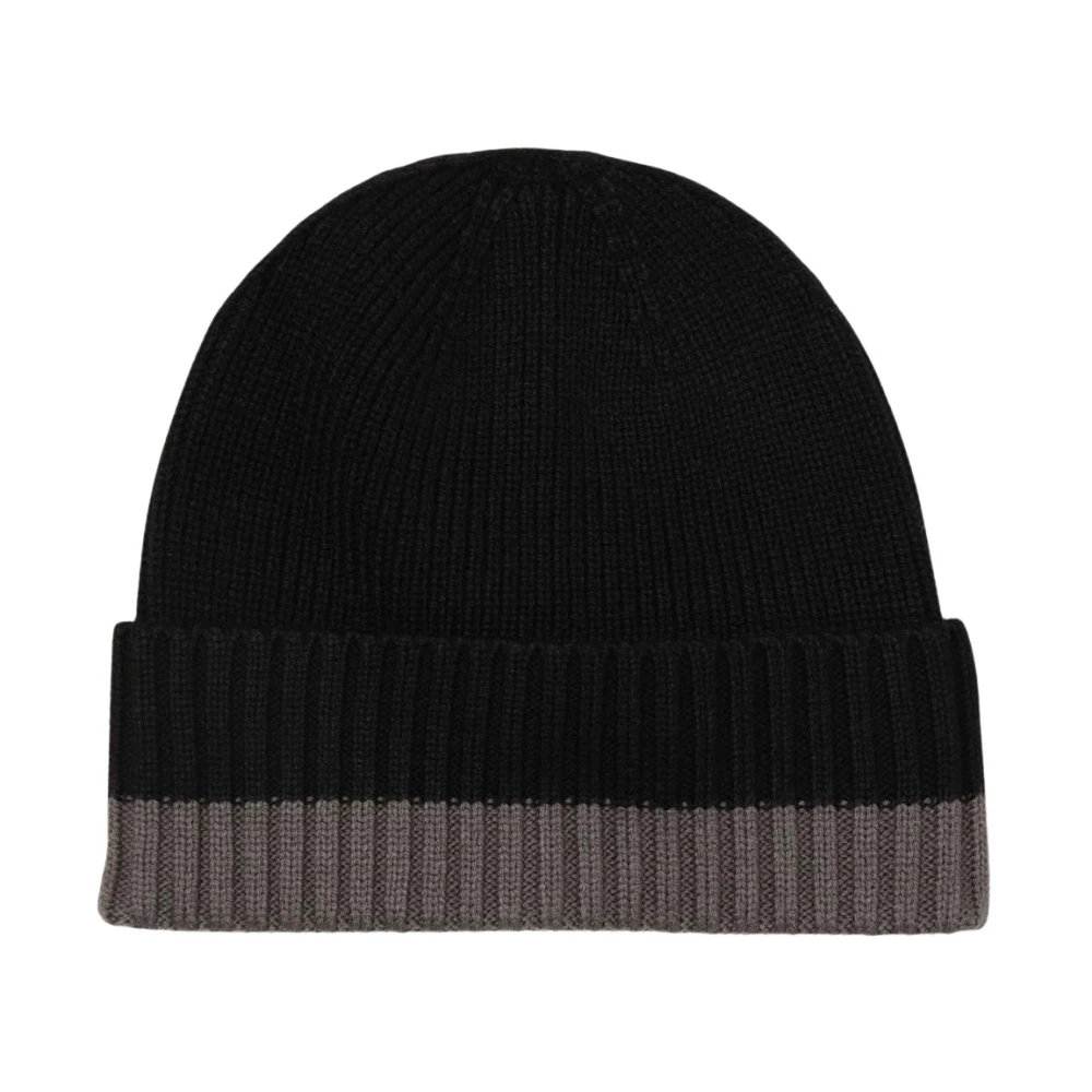 Armani Exchange Men's Black Ribbed Knit Beanie