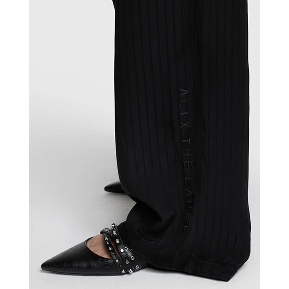 Alix The Label Gestreepte Wijde Broek Black Dames