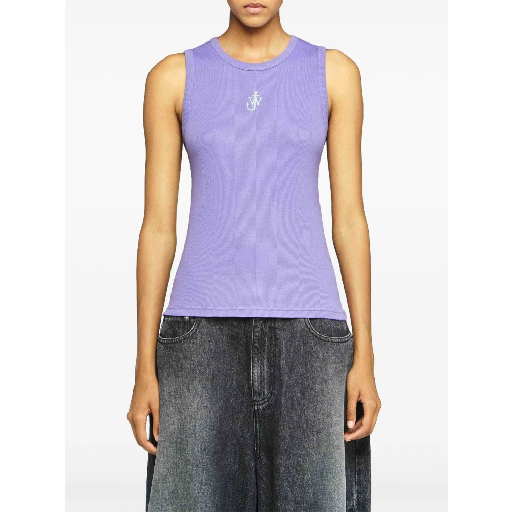 JW Anderson Lavendel Ribgebreide Mouwloze Jas Purple Dames