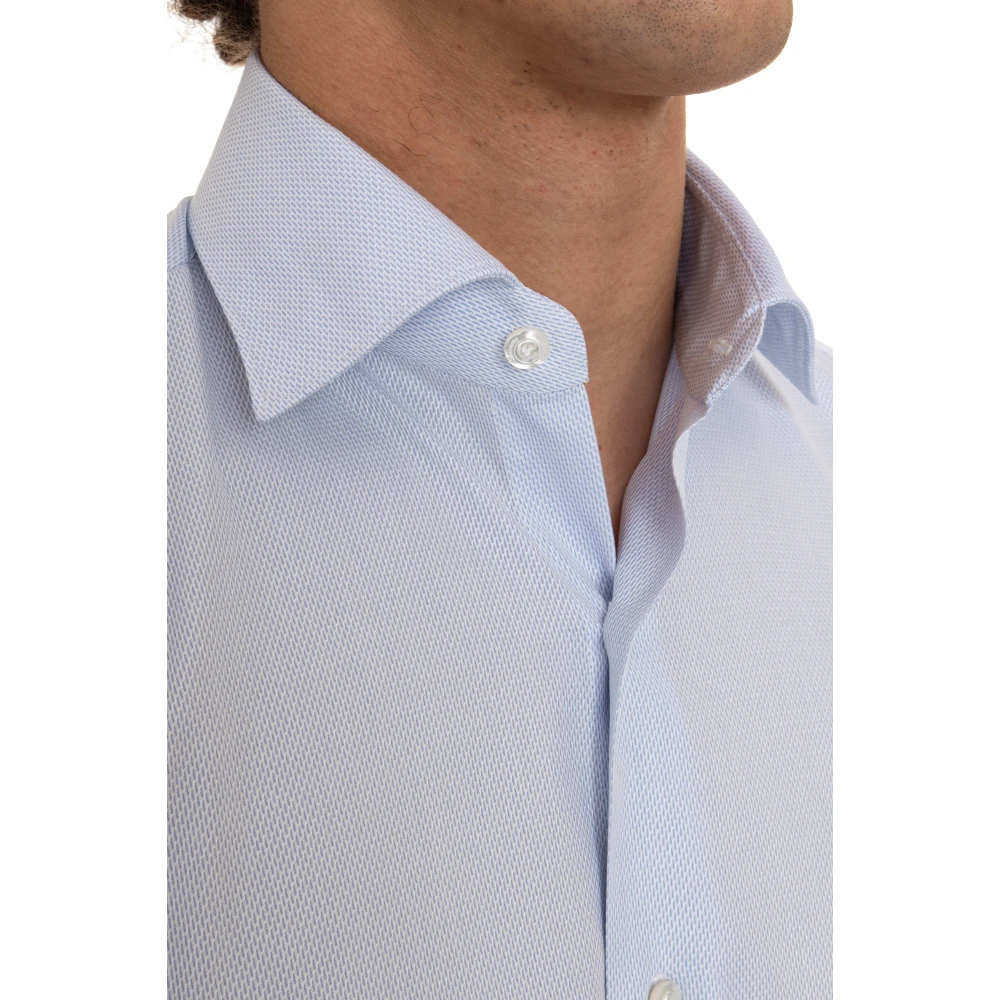 Finamore Heldere Blauwe Overhemd Blue Heren