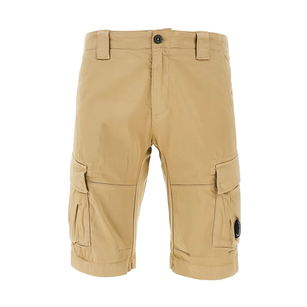 C.p. Company Men's Beige Casual Shorts, S, Stretch Sateen Cargo Lens Shorts