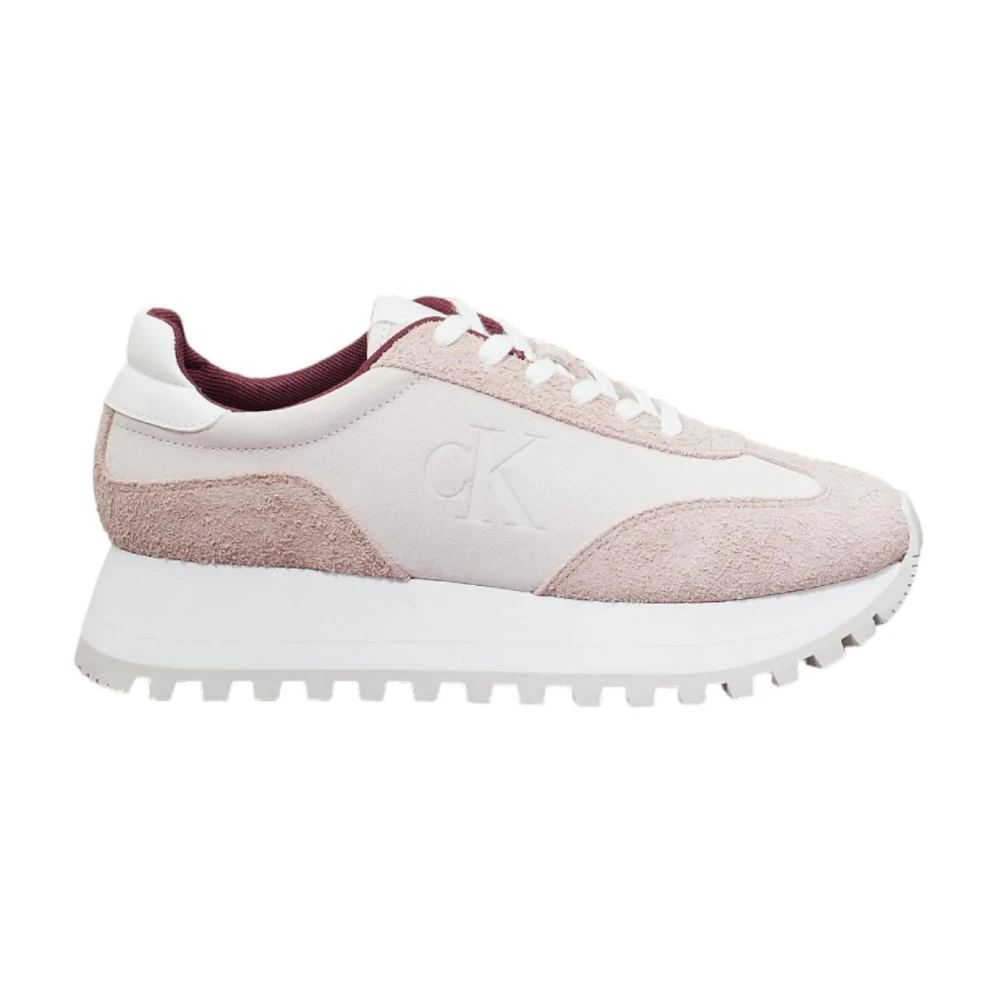 Calvin Klein Women's Pink Sneakers, 7 Uk, Laceup Runner Trainers