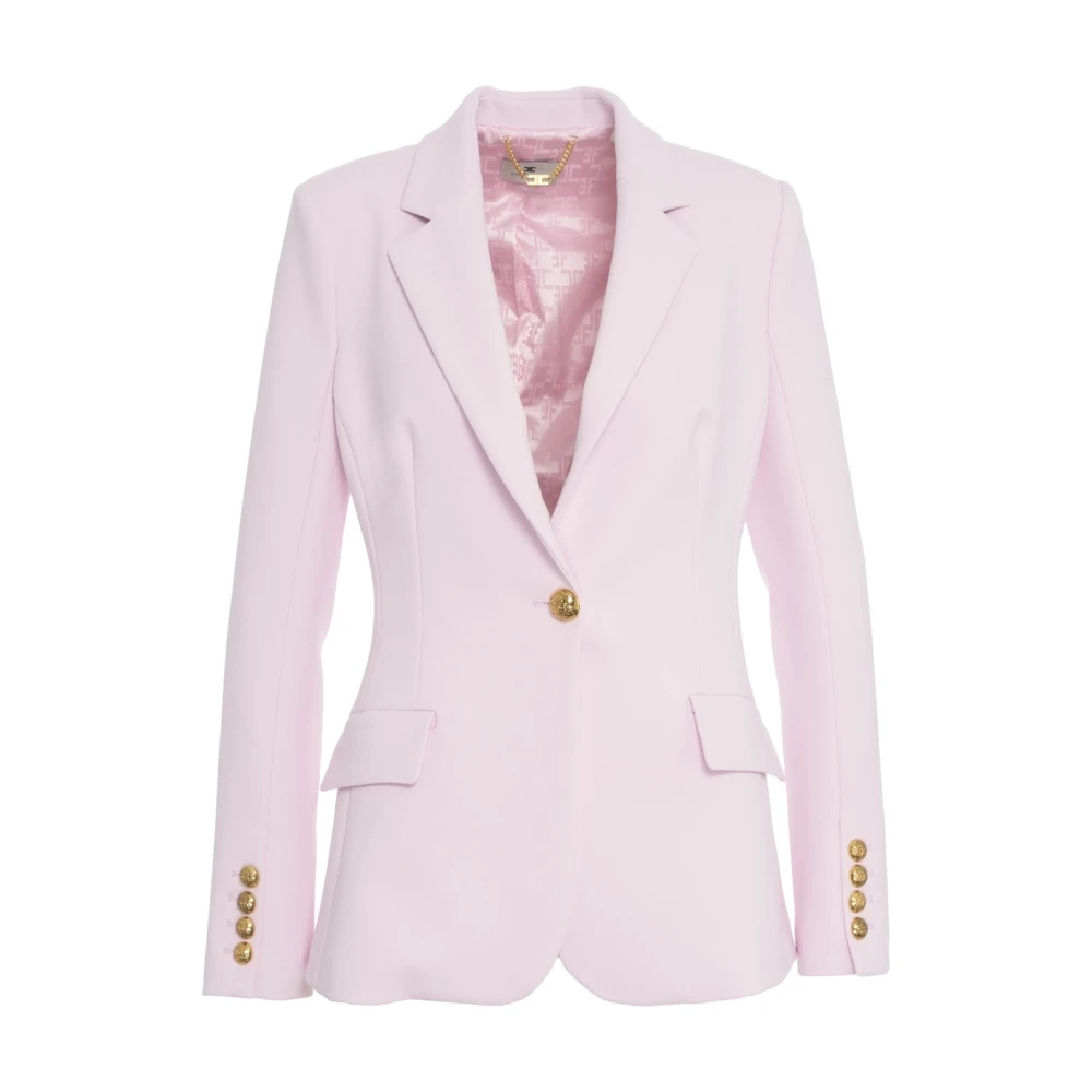Elisabetta Franchi Roze Blazer met Metallic Details Pink Dames