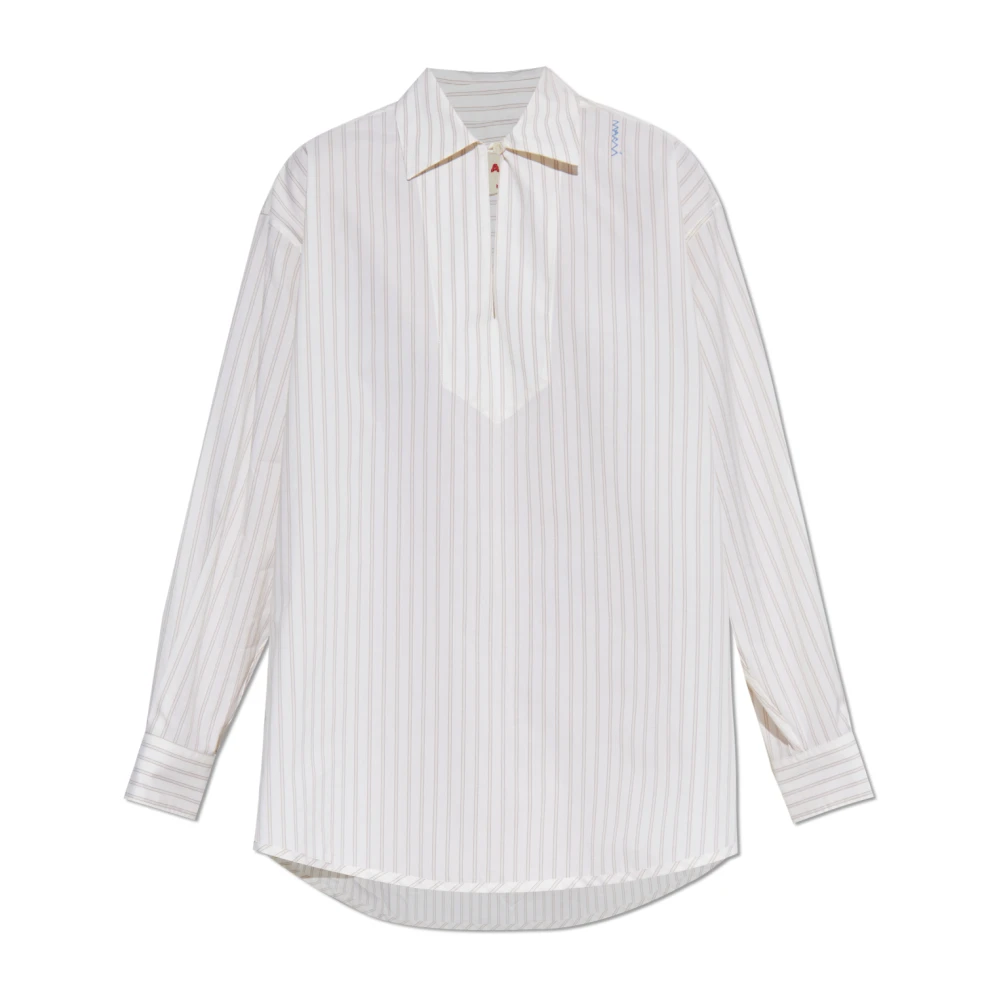 Marni Oversized top met gestreept patroon White Dames