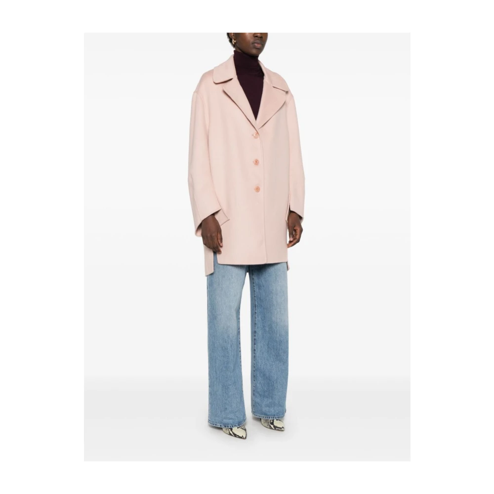 Ermanno Scervino Roze Wollen Jas Textuur Afwerking Pink Dames