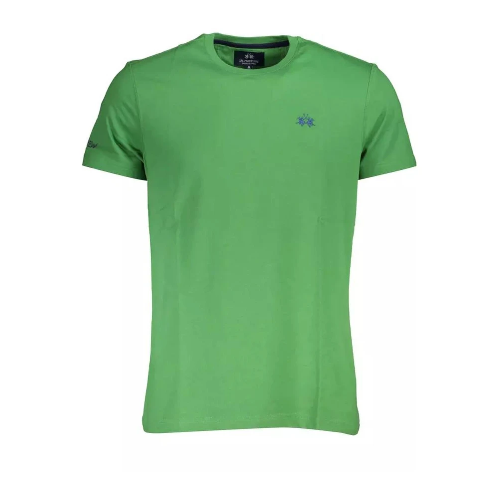 La Martina Men's Green Cotton T-Shirt With Embroidered Logo