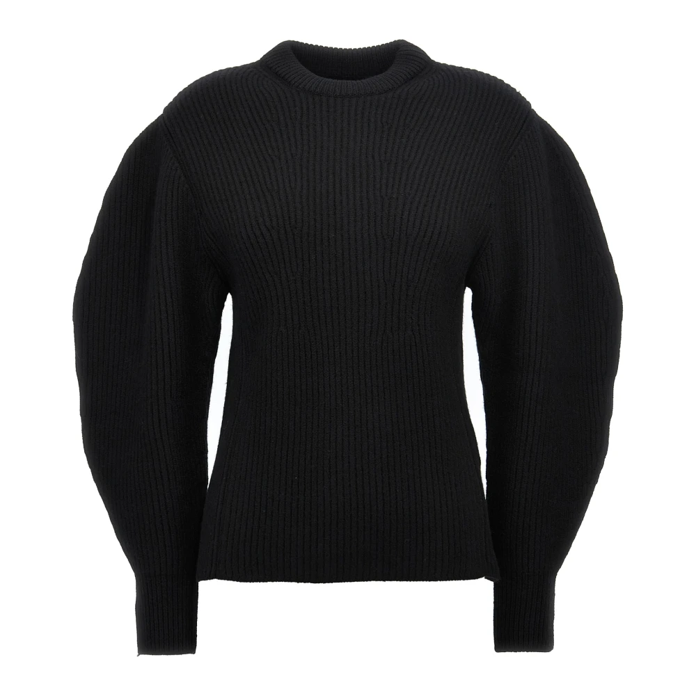 Jil Sander Women's Black Ribbed Wool Jumper - Round-Neck Knitwear - S - Knitwear