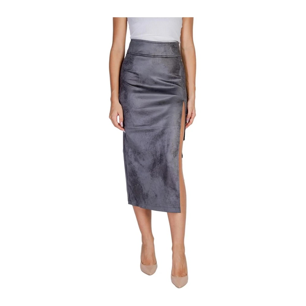 Only Grijze Synthetisch Leren Rok Damescollectie Gray Dames