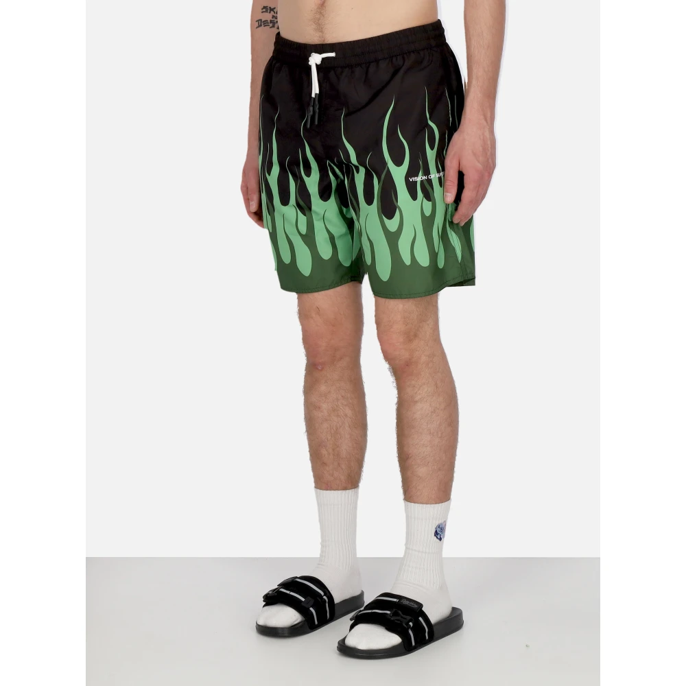 Vision OF Super Flames Zwemshorts Zwart Groen Multicolor Heren