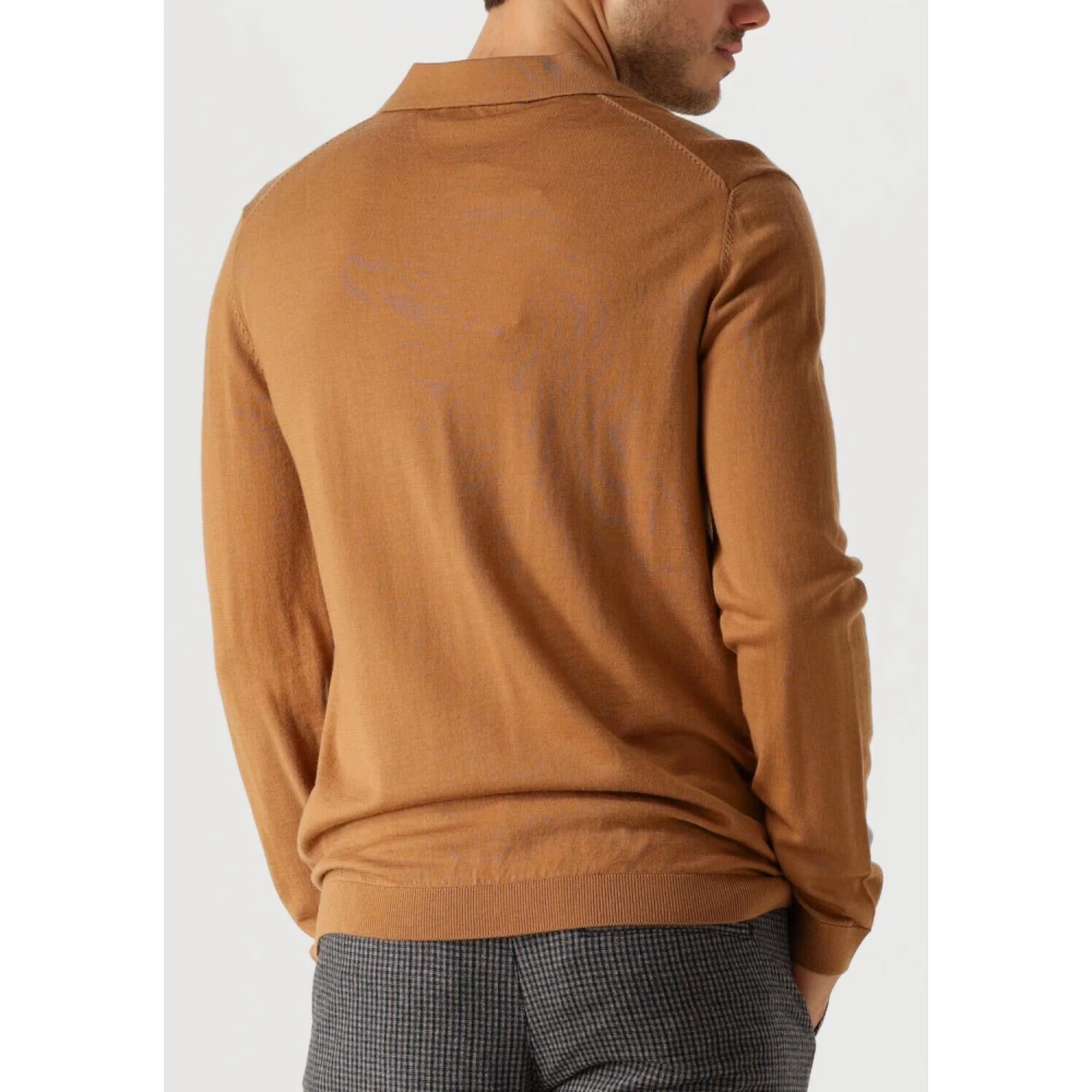 Selected Homme Merino Polo Gebreide Trui Kameel Brown Heren