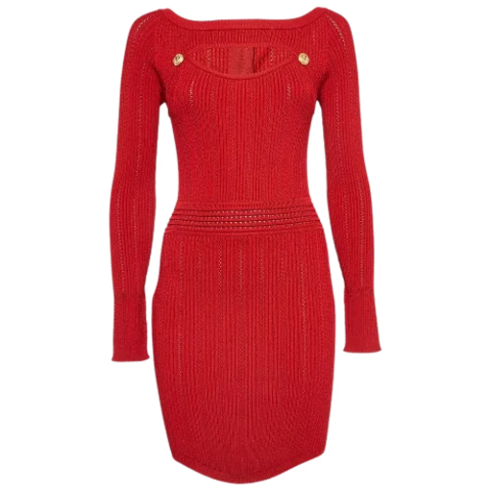 Balmain Pre-owned Knit dresses Red Dames
