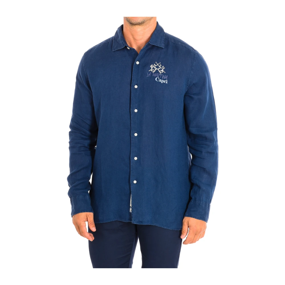 La Martina Men's Blue Classic Long Sleeve Shirt For