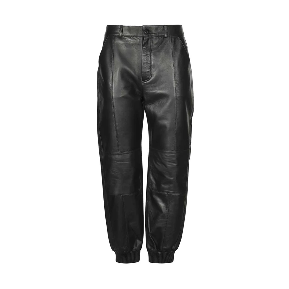 Karl Lagerfeld Geribbelde Leren Broek Black Dames