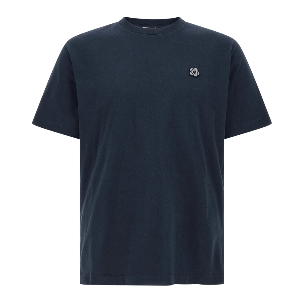Kenzo Uomo Blu T-Shirt Con Ricamo Fiore Boke